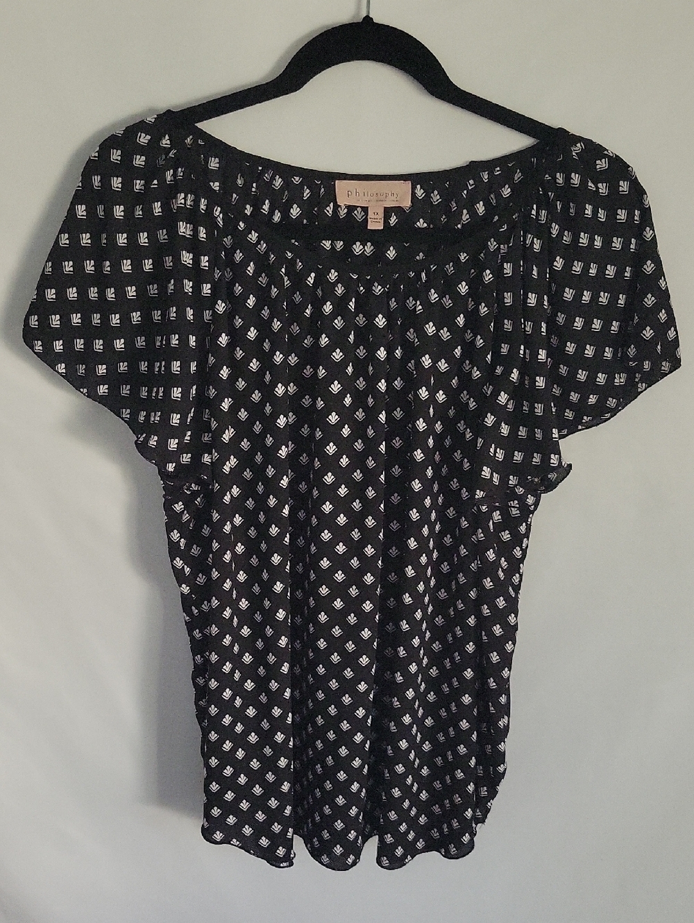 Philosophy Womens 1X Black & White Polyeter Material Slowy Fit